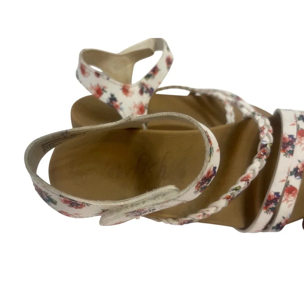 Blowfish Malibu Nemma-K Kids Floral Strappy‎ Braided Sandals White Multi Size 3